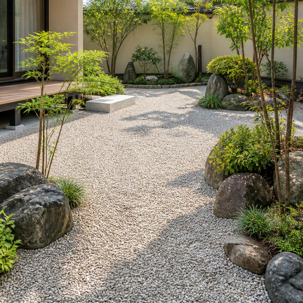 砂利敷き作業でお庭がスッキリ