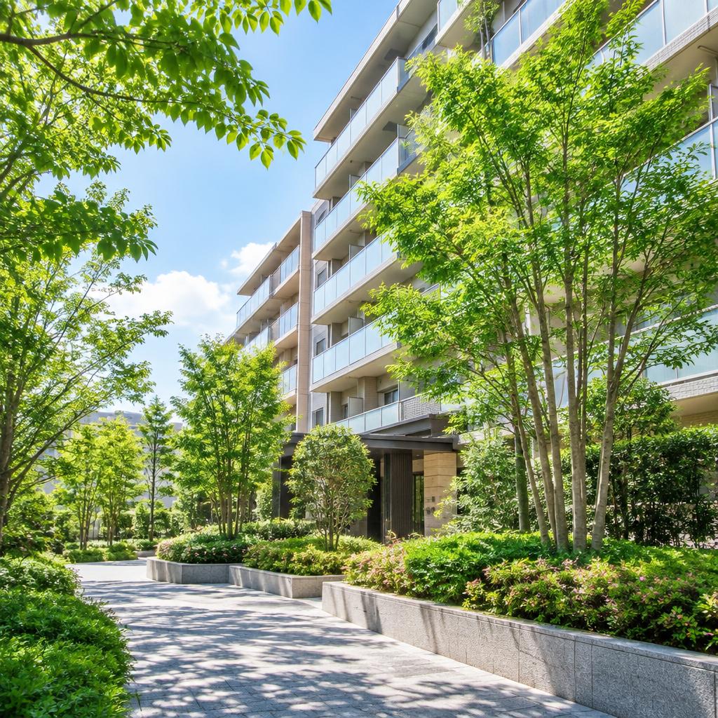 マンションの緑を、心地よい景色へ。府中市の植木・高木管理は、縁都にお任せください。